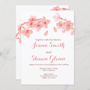 Invitación floral del boda de la flor de cerezo