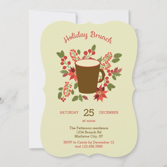 Invitación floral del brunch del día de fiesta (Anverso)