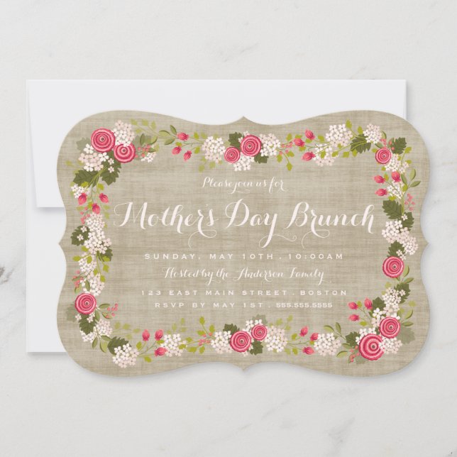 Invitación floral del brunch del día de madre de (Anverso)