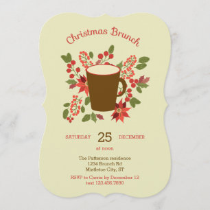Invitación floral del brunch del navidad