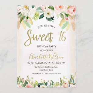 Invitación floral del cumpleaños de Boho de la