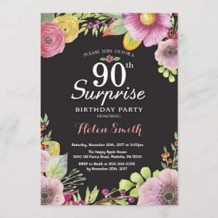Invitación floral del cumpleaños de la sorpresa