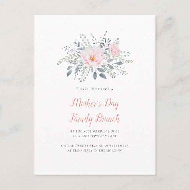 Invitación floral del Día de la Madre en Rubor (Anverso)