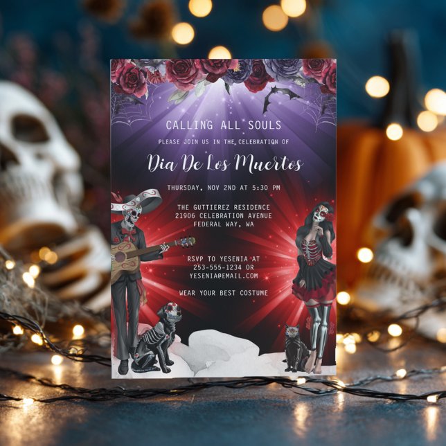 Invitación Floral del Día de los Muertos (Day of the Dead Floral Invitation)