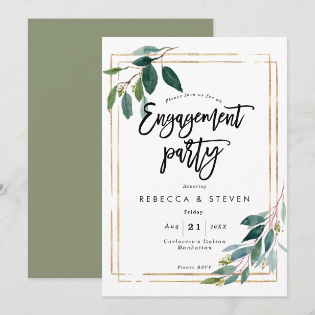 invitación floral del fiesta de compromiso del (Anverso / Reverso)
