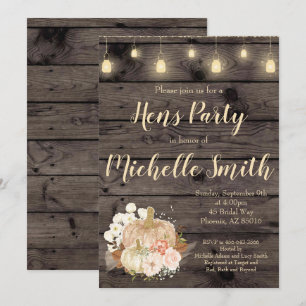 Invitación floral del fiesta de gallinas del otoño
