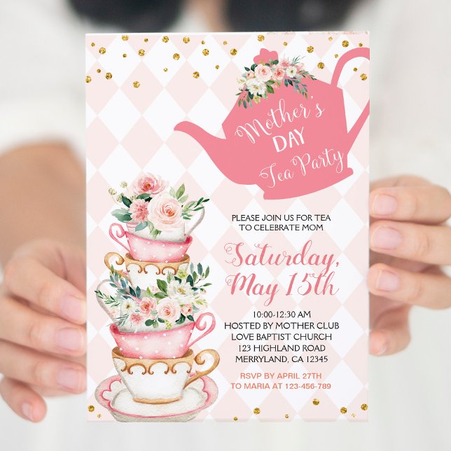 Invitación floral del Fiesta de té de brunch del d (Subido por el creador)