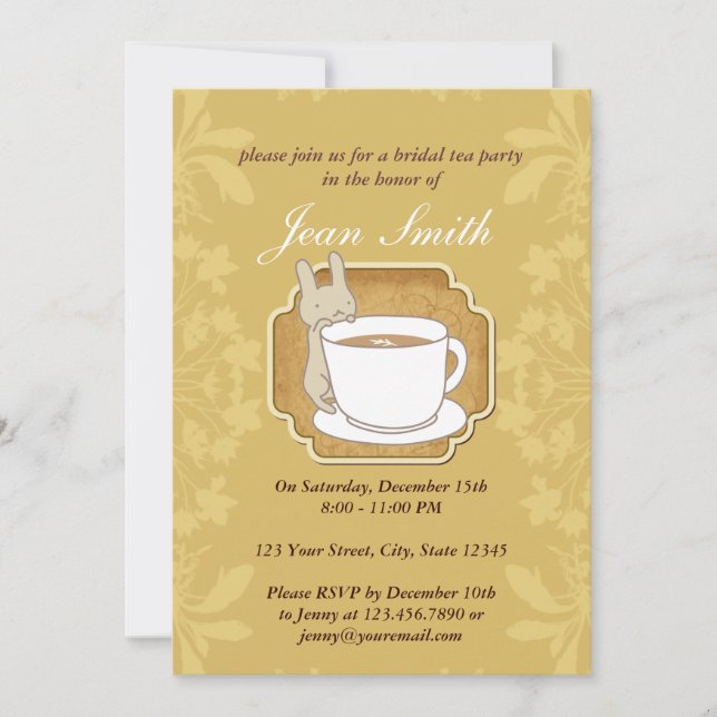 Invitación floral del Fiesta de té de novia de con (Anverso)