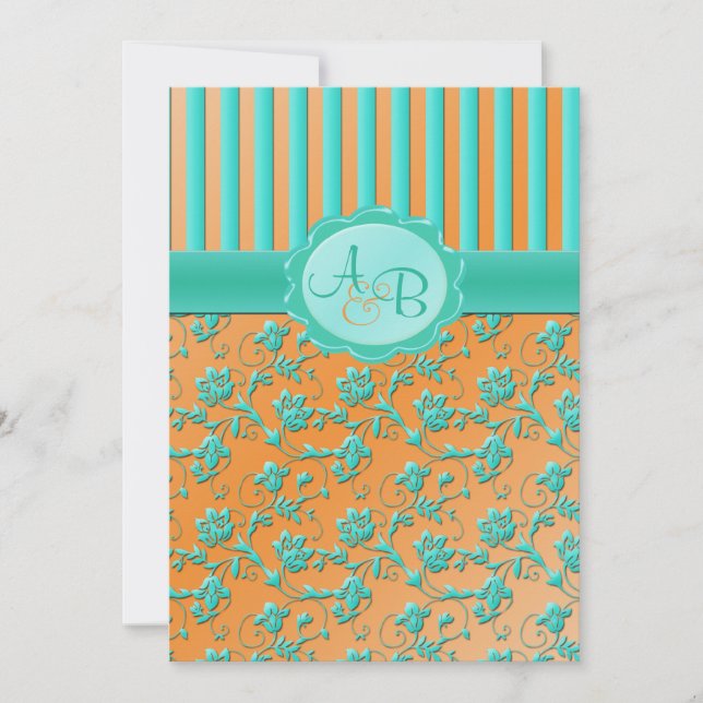 Invitación floral del monograma de la raya del (Anverso)