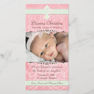 Invitación floral del nacimiento del rosa y del