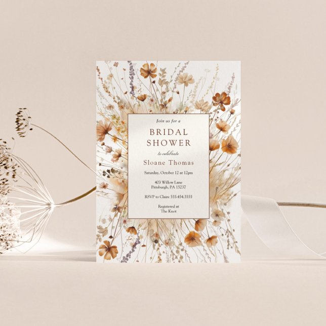 Invitación floral del Naranja de la ducha nupcial  (Subido por el creador)