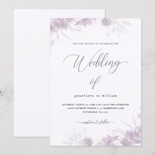 Invitación Floral delgada con Boda caligráfico