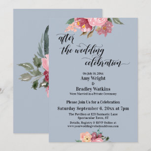 Invitación Floral Después de la Celebración de la Boda Azul P