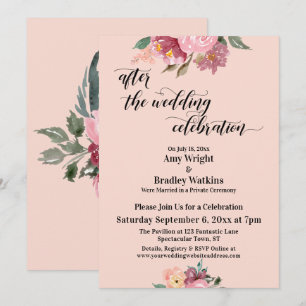 Invitación Floral Después de la Celebración de la Boda, Rosa 