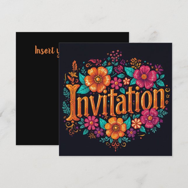 Invitación Floral dia de los muertos (Anverso / Reverso)