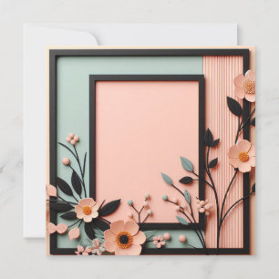 Invitación Floral dimensional de dos tonos