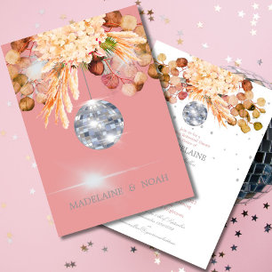 Invitación Floral Disco Ball Elegante ensayo Boda Rosa