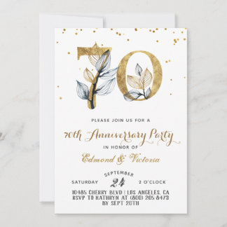 invitación floral dorada 70 aniversario