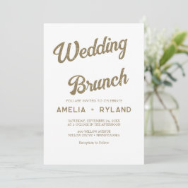 Invitación Floral dorada | Brunch Boda crema y oro