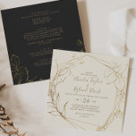 Invitación Floral dorada | Crema y oro todo en un Boda<br><div class="desc">Esta crema dorada de flores y oro, todo ello en una sola invitación a la boda, es perfecto para una boda elegante. El diseño moderno del boho presenta un caprichoso arreglo de flores, hojas y botánicos dibujados a mano en Relieve metalizado dorado sobre un fondo crema. Guarde el papel incluyendo...</div>