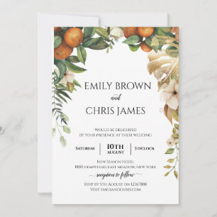 Invitación Floral dorada   Elegante vegetación eucalipto