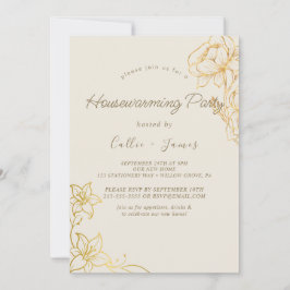 Invitación Floral Dorado | Fiesta de Calidez en Casa de Crema