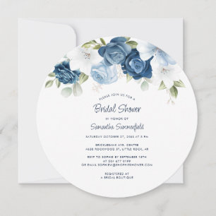 Invitación Floral Dusty Blue Botanal Bridal Shower