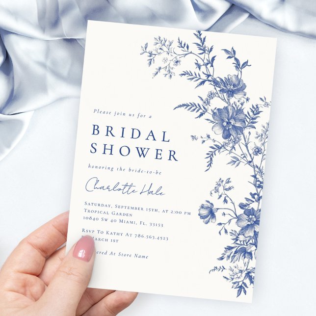 Invitación Floral Dusty Blue Bridal Shower (Subido por el creador)