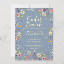 Invitación Floral Dusty Blue Bridal Shower Bridal Brunch
