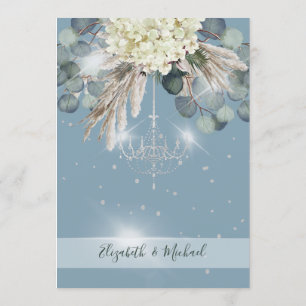 Invitación Floral Dusty Blue Chandelier Elegant Wedding