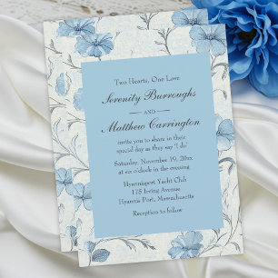 Invitación Floral Dusty Blue Country Garden Wedding