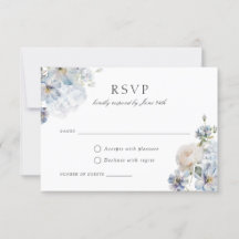 Floral Dusty Blue Elegant Rosas Rubor Boda RSVP