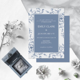 Invitación Floral Dusty Blue Elegant Wedding