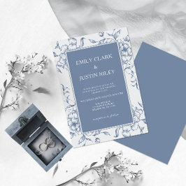 Invitación Floral Dusty Blue Elegant Wedding