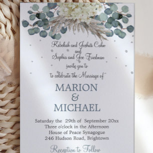 Invitación Floral Dusty Blue Elegant Wedding