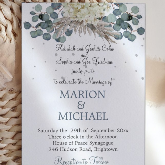 Invitación Floral Dusty Blue Elegant Wedding (Subido por el creador)