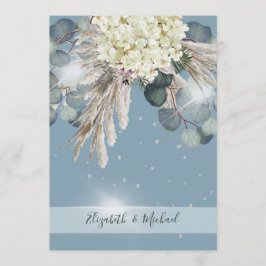 Invitación Floral Dusty Blue Eucalyptus Elegante Boda