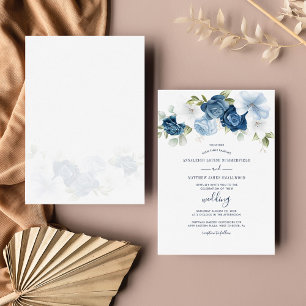 Invitación Floral Dusty Blue Greenery Boda Botánico