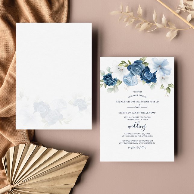 Invitación Floral Dusty Blue Greenery Boda Botánico (Subido por el creador)