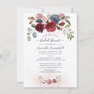 Invitación Floral Dusty Blue Greenery Bridal Shower