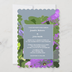 Invitación Floral Dusty Blue Violet Abstract Elegant Wedding