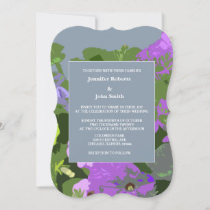 Invitación Floral Dusty Blue Violet Artsy Elegant Wedding