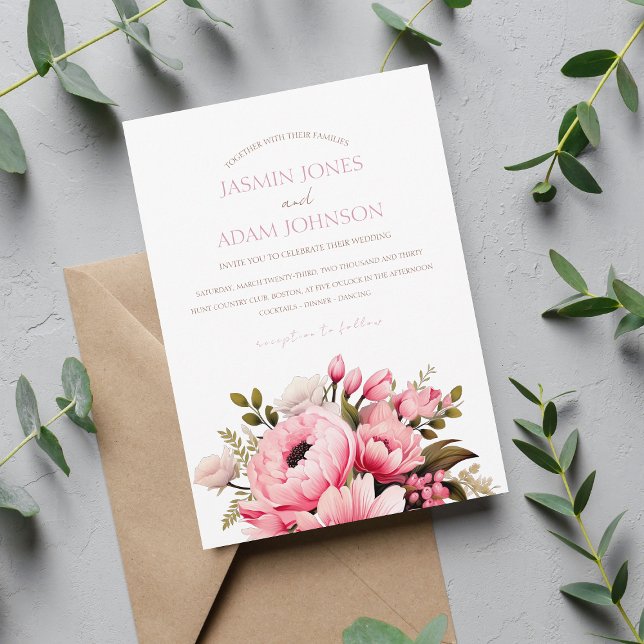 Invitación Floral Dusty Pink Wildflower Summer Garden Wedding (Subido por el creador)