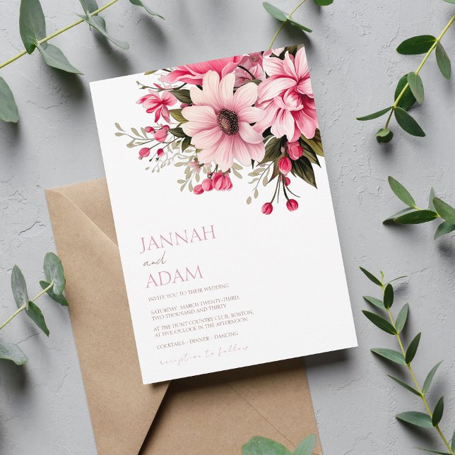 Invitación Floral Dusty Pink Wildflower Summer Garden Wedding (Subido por el creador)