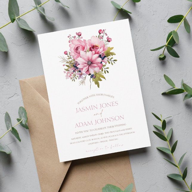Invitación Floral Dusty Pink Wildflower Summer Garden Wedding (Subido por el creador)