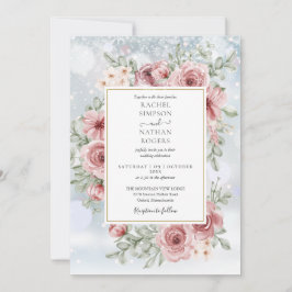 Invitación Floral Dusty Rosa Gold Boda de Invierno