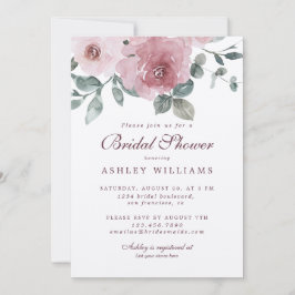 Invitación Floral Dusty rosa rosa ducha de novia
