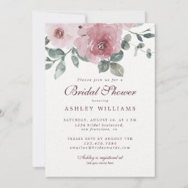 Invitación Floral Dusty rosa rosa ducha de novia