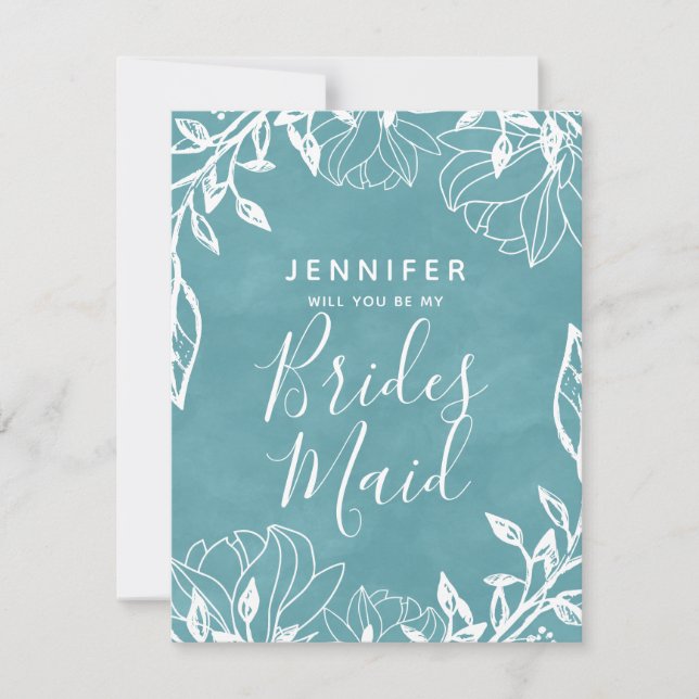 Invitación Floral Editable En Color Serás Mi Nodesmaid (Anverso)