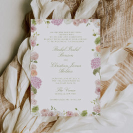 Invitación Floral Elegance Pink Green Frame Wedding